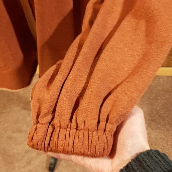 🎃POL Orange French Terry V-Neck Hooded Sweatshirt (L)🎃 - Picture 3 of 8